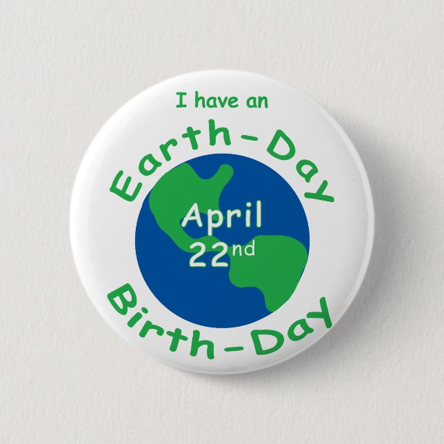 Earth Day Birthday 6 Cm Round Badge (Front)