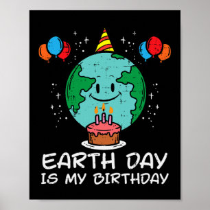 Earth Day Birthday Balloon Cake April 22 Men Women Poster