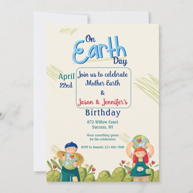 Earth Day Birthday Party Invitation (Front)