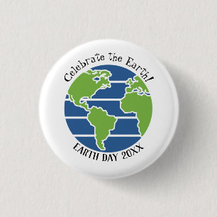 Earth Day Blue Green Globe Map Planet 3 Cm Round Badge
