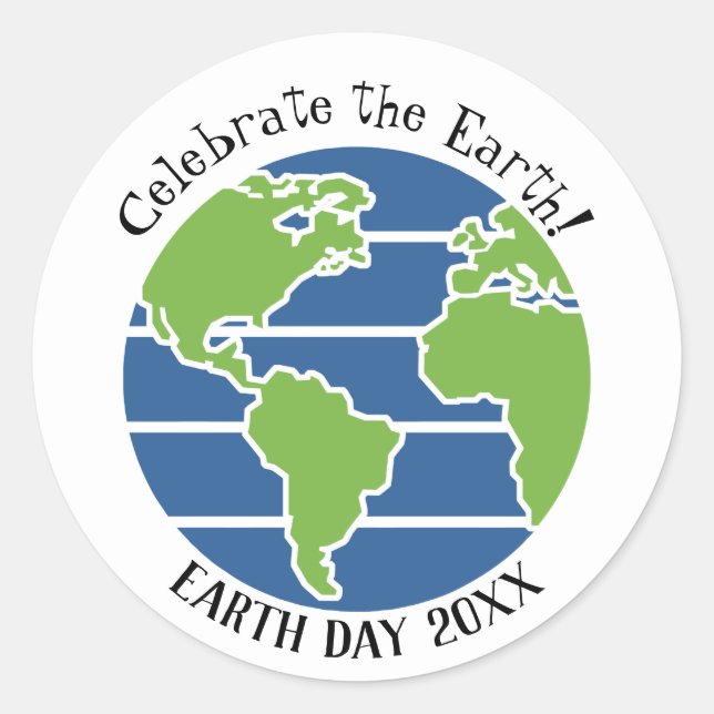 Earth Day Blue Green Globe Map Planet Classic Round Sticker (Front)