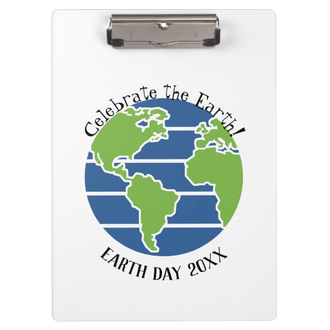 Earth Day Blue Green Globe Map Planet Clipboard (Front)