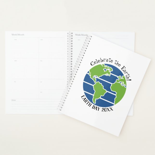 Earth Day Blue Green Globe Map Planet Planner (Display)