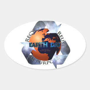 Earth Day Change The World Oval Sticker
