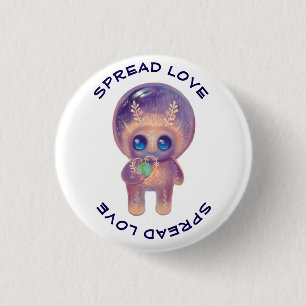 Earth day cosmic character 3 cm round badge