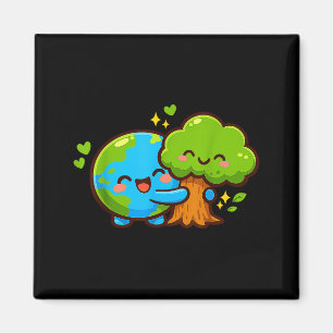 Earth Day Cute Earth Hugging Tree Save The Planet  Magnet