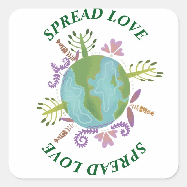 Earth day cute planet square sticker (Front)