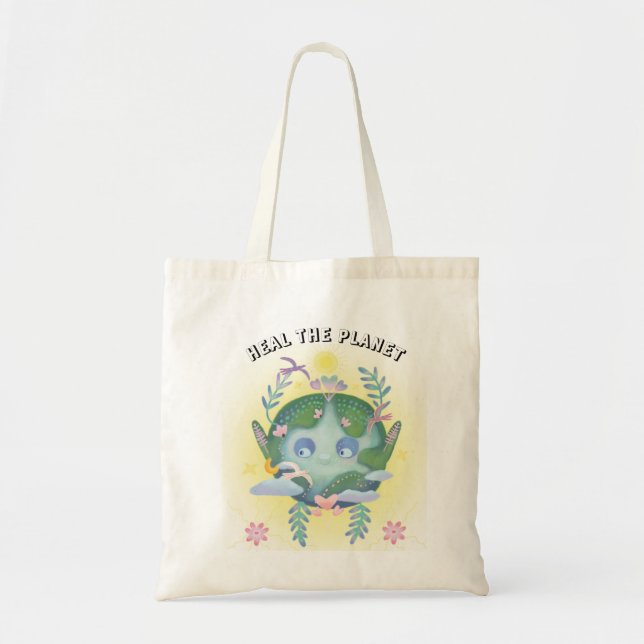 Earth day cute planet tote bag (Front)