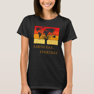 Earth Day Cute World Map Tree Pro Environment Pla T-Shirt