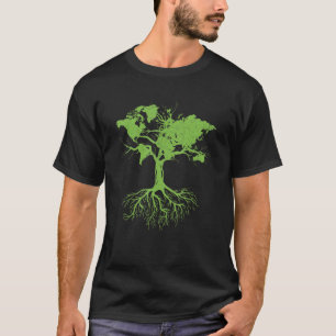 Earth Day Cute World Map Tree Pro Environment Pla T-Shirt