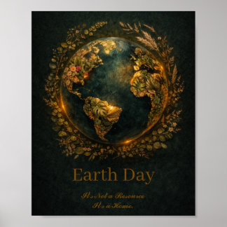 Earth Day Dark Botanical Wreath Nature Lover Gift  Poster