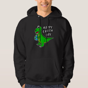 Earth Day Dinosaur Rex Cute Earth Kids Toddler Bo Hoodie