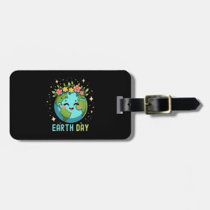 Earth Day Environment Cute Earth With Floral Luggage Tag
