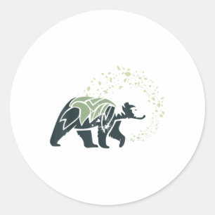 Earth Day Environmental Protection Nature Bear Sil Classic Round Sticker
