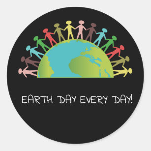 Earth Day Every Day Black Stickers