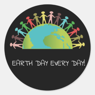 Earth Day Every Day Black Stickers