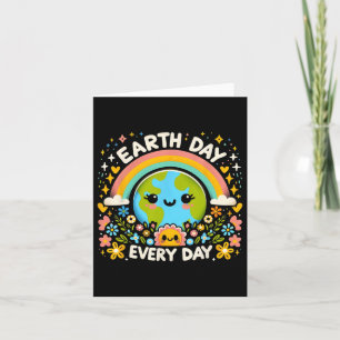Earth Day Every Day Charming Planet With Flowers A Card