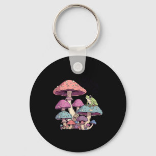 Earth day every day cute frog on mushroom key ring