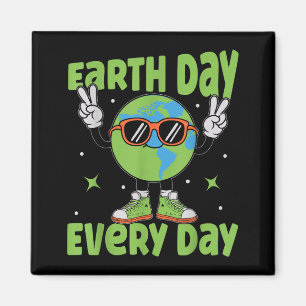 Earth day every day cute planet peace sign magnet