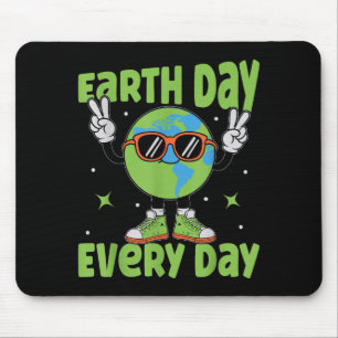 Earth day every day cute planet peace sign mouse pad