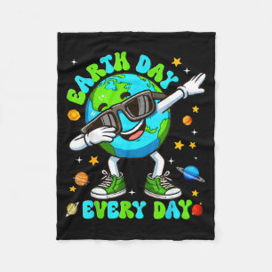 Earth day every day dabbing planet environment men fleece blanket