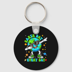 Earth day every day dabbing planet environment men key ring