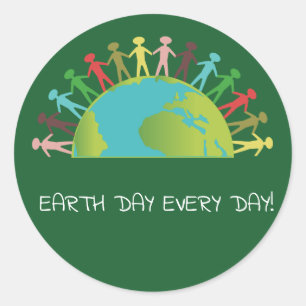 Earth Day Every Day Dark Green Stickers