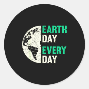 Earth day every day distressed globe environment classic round sticker