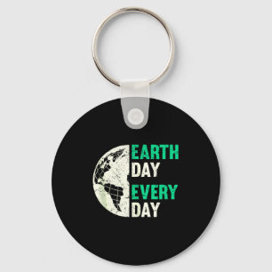 Earth day every day distressed globe environment key ring