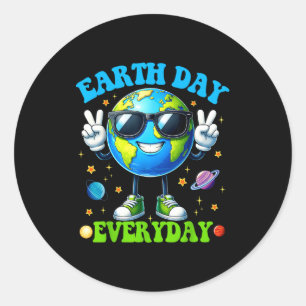 Earth day every day environment recycle planet men classic round sticker