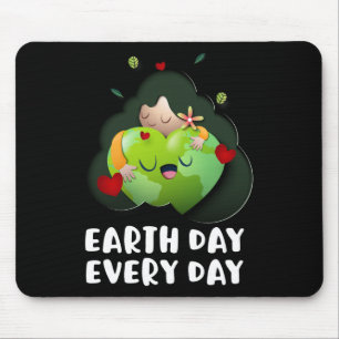 Earth Day Every Day Girl Hugging Globe Save The Pl Mouse Pad