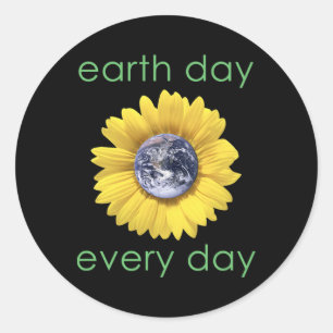 Earth Day Every Day - Green Environment Flower Classic Round Sticker