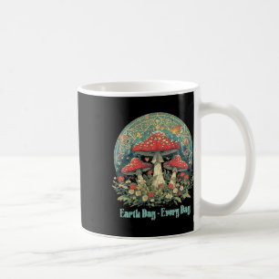 Earth Day Every Day Groovy Red Mushroom Arbor Day Coffee Mug