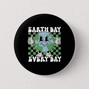 Earth Day Every Day Groovy Retro 70s Earth Day For 6 Cm Round Badge
