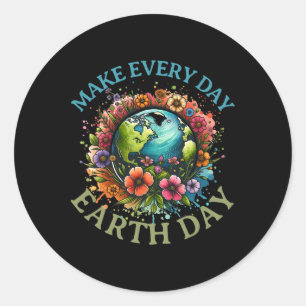 Earth Day Every Day Groovy Retro 70s Earth Day For Classic Round Sticker