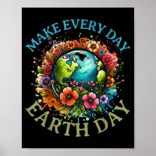 Earth Day Every Day Groovy Retro 70s Earth Day For Poster