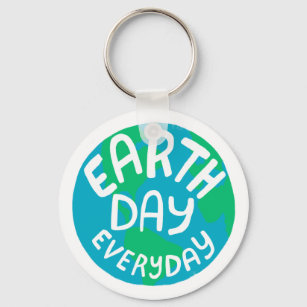 EARTH DAY EVERY DAY Handlettered Planet  Key Ring