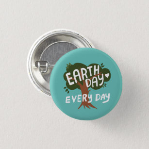 EARTH DAY EVERY DAY Handlettered Tree 3 Cm Round Badge