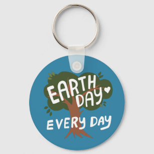 EARTH DAY EVERY DAY Handlettered Tree   Key Ring