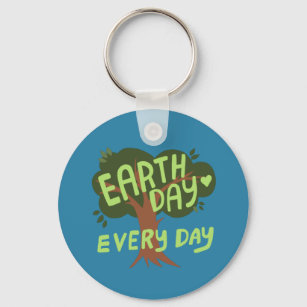 EARTH DAY EVERY DAY Handlettered Tree   Key Ring