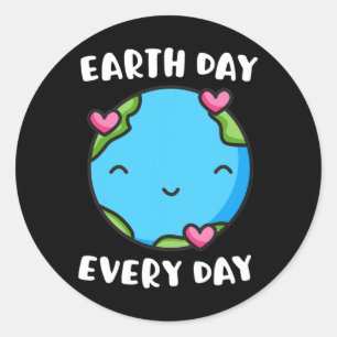 Earth Day Every Day Heart Love Globe Save The Plan Classic Round Sticker
