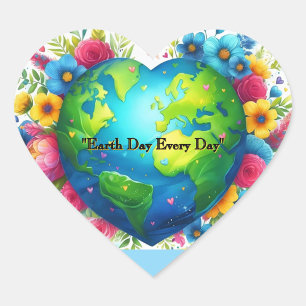 Earth Day Every Day  Heart Sticker