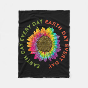 Earth Day Every Day Hippie Tie Dye Sunflower Fleece Blanket