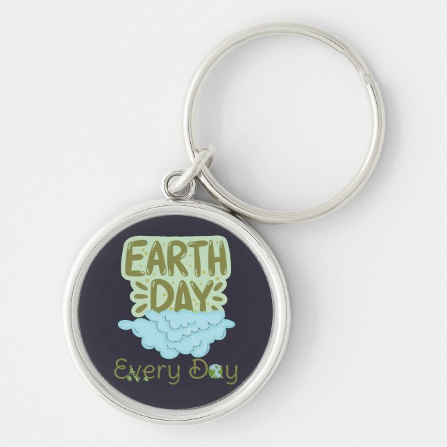 earth day every day, love earth, save our earth  key ring (Front)