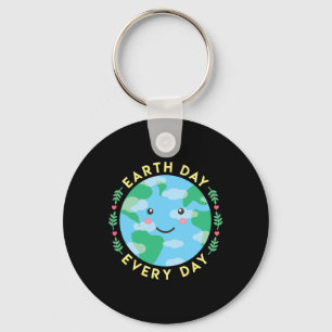 Earth Day Every Day Love The Environment Cute Kawa Key Ring