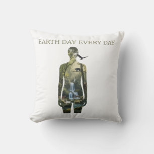Earth Day Every Day Mother Nature Silhouette Art Cushion