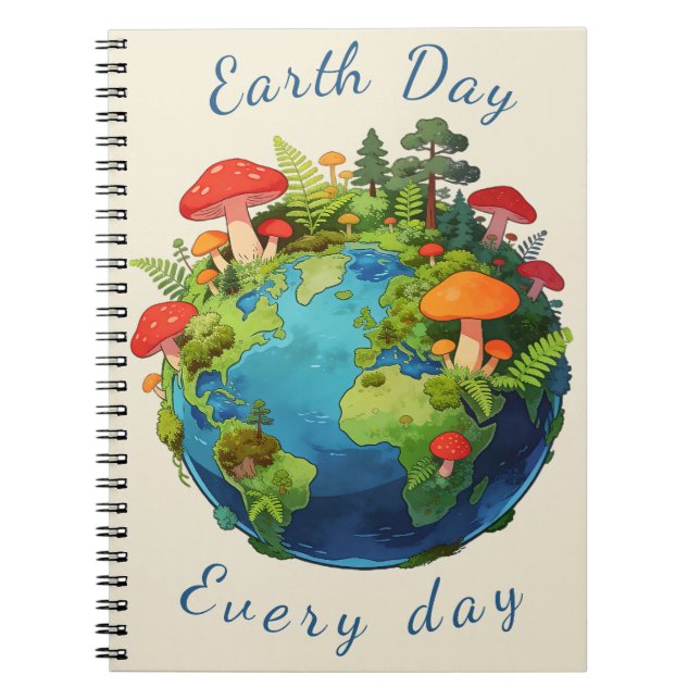Earth Day Every Day Nature Planet Design Notebook (Front)