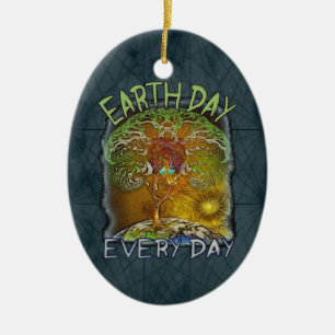 Earth Day Every Day Personalised Ceramic Tree Decoration