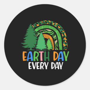 Earth Day Every Day Pine Tree Rainbow Earth Lover Classic Round Sticker