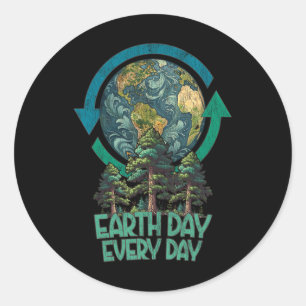 Earth Day Every Day Plant More Trees Arbor Day Vin Classic Round Sticker